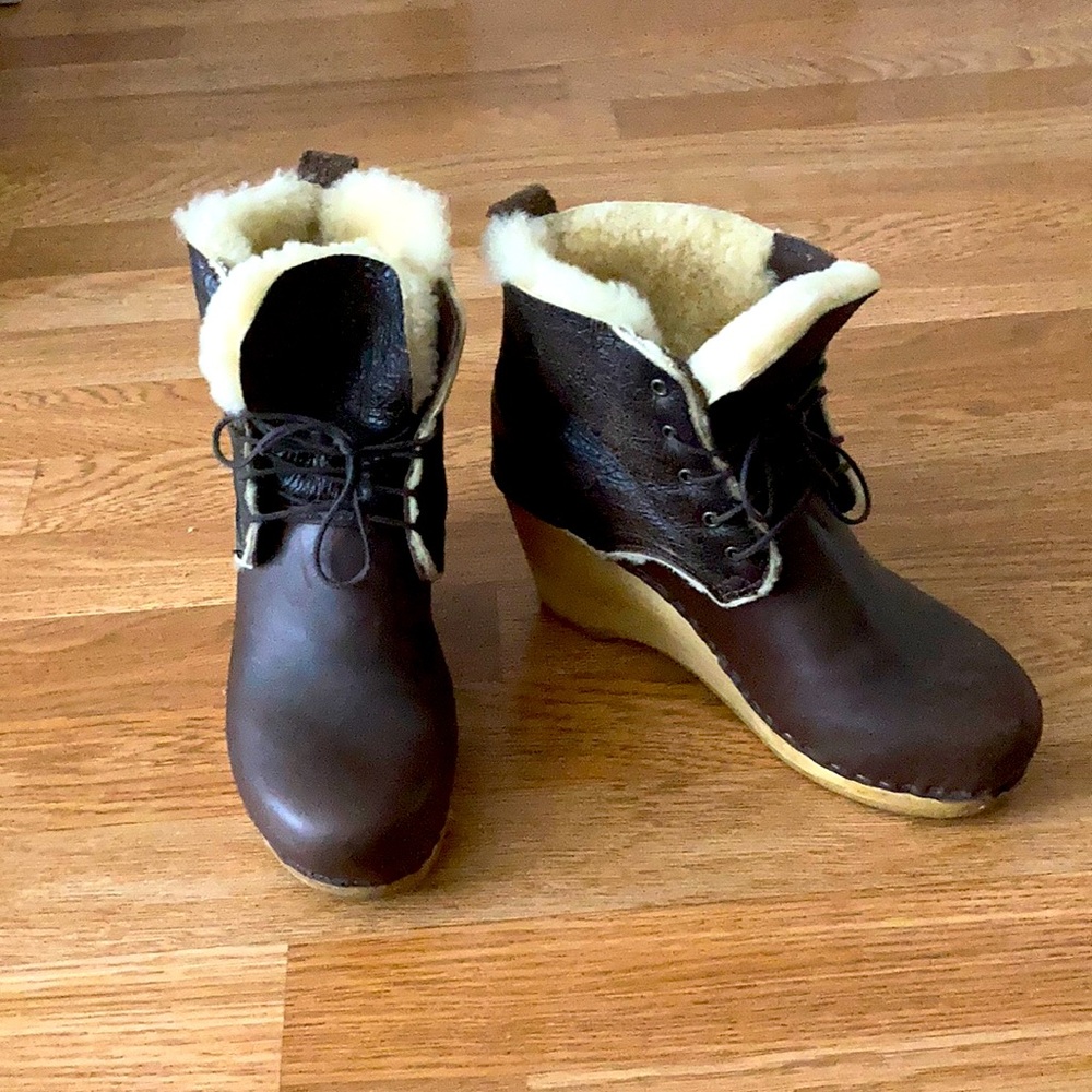 No. 6 clog boots shearling and leather. Size 40